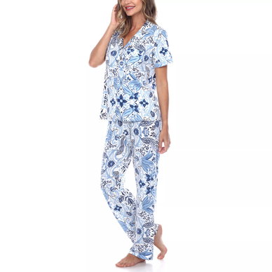 Women's Short Sleeve Pants Tropical Pajama Set, 2-Piece Women's Short Sleeve Pants Tropical Pajama Set, 2-Piece