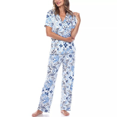 Women's Short Sleeve Pants Tropical Pajama Set, 2-Piece Women's Short Sleeve Pants Tropical Pajama Set, 2-Piece