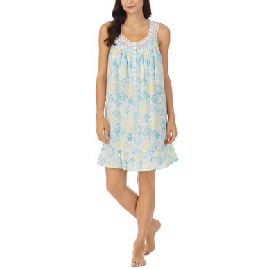 Women's Cotton Printed Lace-Trim Nightgown Women's Cotton Printed Lace-Trim Nightgown