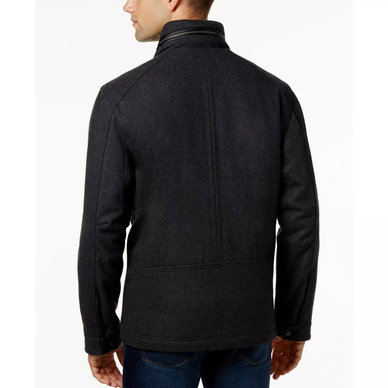 Wool Melton Trucker with Faux Leather Trim