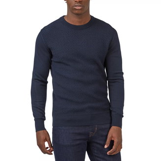 Men's Textured Pullover Crewneck Embroidered Sweater