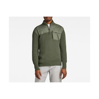 Men's Regular Fit Army Half Zip Knit Sweater