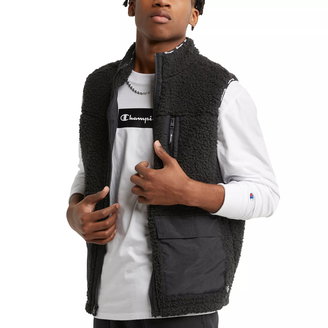 Men's Cozy Standard-Fit Mixed-Media Plush Fleece Vest