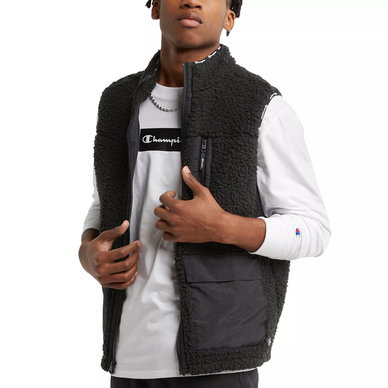 Men's Cozy Standard-Fit Mixed-Media Plush Fleece Vest Men's Cozy Standard-Fit Mixed-Media Plush Fleece Vest