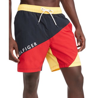 Men's Colorblocked Drawstring 7" Swim Trunks