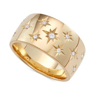 Diamond Star Wedding Band (1/6 ct. t.w.) in 18k White Gold, Gold or Rose Gold, Created for Macy's