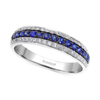 EFFY® Sapphire (1/5 ct. t.w.) and Diamond (3/8 ct. t.w.) Band in 14k White Gold