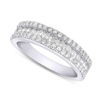 Lab-Created Diamond Three-Row Band (3/4 ct. t.w.) in Sterling Silver