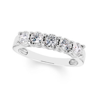 Diamond 5 Stone Band (1/2 ct. t.w.) in 14k White Gold