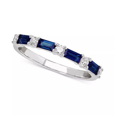 Ruby (5/8 ct. t.w.) & Diamond (1/5 ct. t.w.) Band in 14k White Gold (Also Available in Sapphire & Ruby) Ruby (5/8 ct. t.w.) & Diamond (1/5 ct. t.w.) Band in 14k White Gold (Also Available in Sapphire & Ruby)