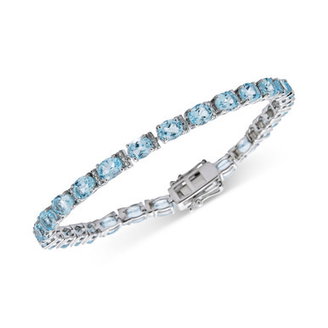 Blue Topaz Oval Tennis Bracelet (12 ct. t.w.) in Sterling Silver