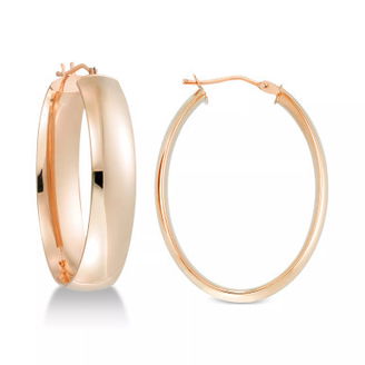 Polished Oval Hoop Earrings in 14k Gold