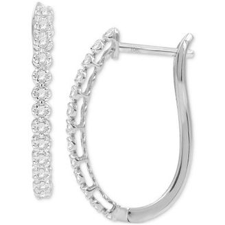 Diamond Oval Hoop Earrings (1/4 ct. t.w.) in 10k Gold