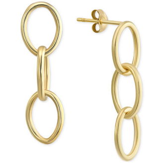 Polished Triple Oval Link Drop Earrings in 10k Gold