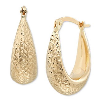 Graduated Textured Chunky Oval Hoop Earrings in 14k Gold, Created for Macy's