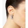 Onyx (7.5 x 5.3mm) & Marcasite Oval Hoop Earrings in Sterling Silver