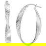 Polished & Textured Twist Oval Hoop Earrings in 14k Gold