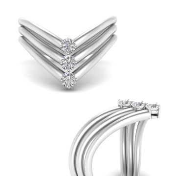 V Shaped Stackable Ring With Diamond