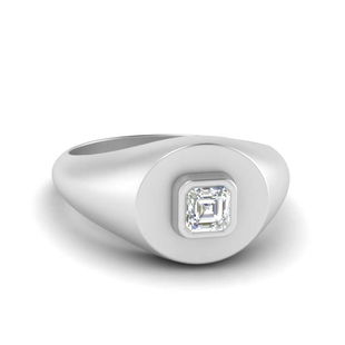 Asscher Diamond Signet Pinky Ring