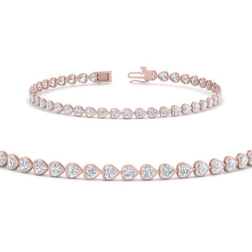 4.40 Ct. Heart Shaped Diamond Bezel Tennis Bracelet