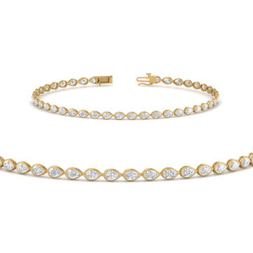 2 Carat Pear Shaped Tennis Bracelet Bezel Set