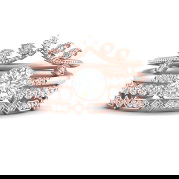 Petite Ring With Diamond Stackable Bands