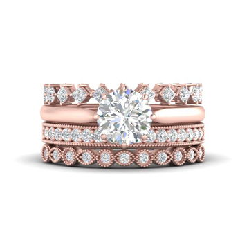 Solitaire Ring With Multi Stack Bands