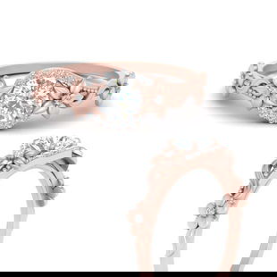 Round Floral Halo Engagement Ring