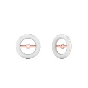 White Enamel Ear Jacket For Stud