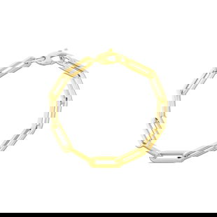 Oval Rectangular Clip Gold Chain Bracelet