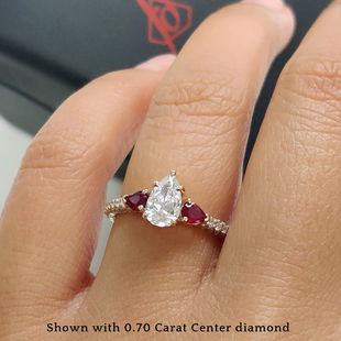 1.5 Carat Pear Shaped 3 Stone Pave Diamond Ring