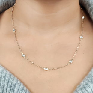 Gold Bezel Station Lab Diamond Necklace