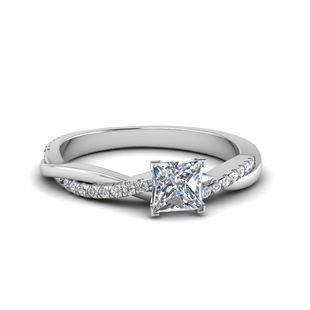 1.70 Carat Princess Cut Twisted Lab Diamond Ring