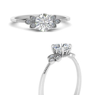 Leaf Diamond Engagement Ring