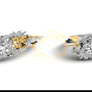 Flower Halo Split Shank Engagement Ring