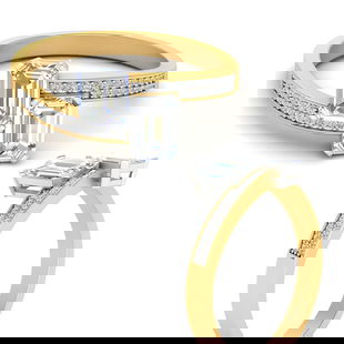 2 Stone Emerald Cut Diamond Ring