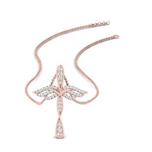 Angel Cross Diamond Pendant Necklace