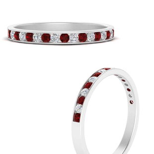 Round Cut Channel Set Stacking Wedding Band