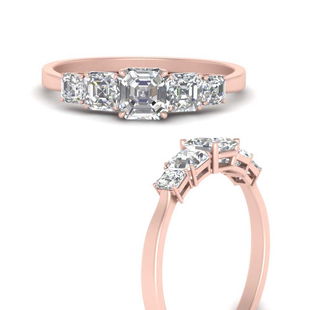 Graduated Asscher Cut Modern Engagement Ring