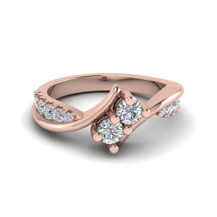 2 Stone Twist Diamond Alternate Ring