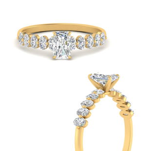 Single Prong Oval Accented Modern  Ring