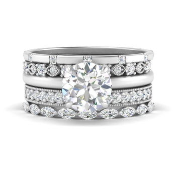 Solitaire Rings With Stacking Diamond Bands