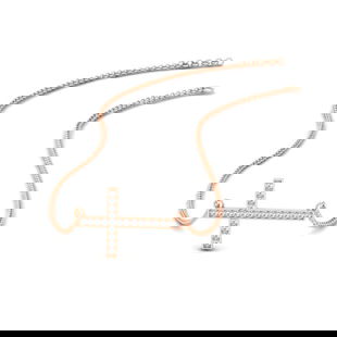Classic Sideways Cross Diamond Necklace