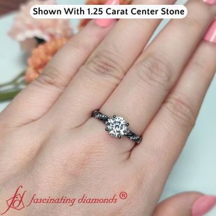 1.40 Ct. Round Lab Diamond Twisted Black Engagement Ring