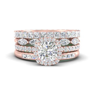 Multi Stacking Halo Bridal Set