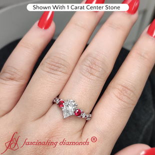 1.50 Carat 3 Stone Pear Lab Diamond Engagement Ring