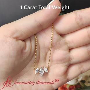 3 Stone Marquise Necklace Chain