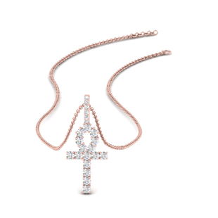 Simple Ankh Cross Diamond Pendant