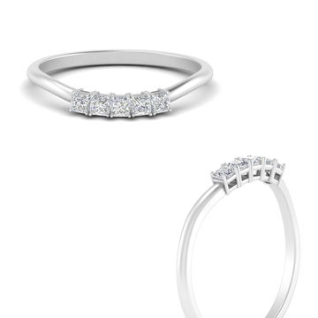 Square 5 Stone Wedding Band