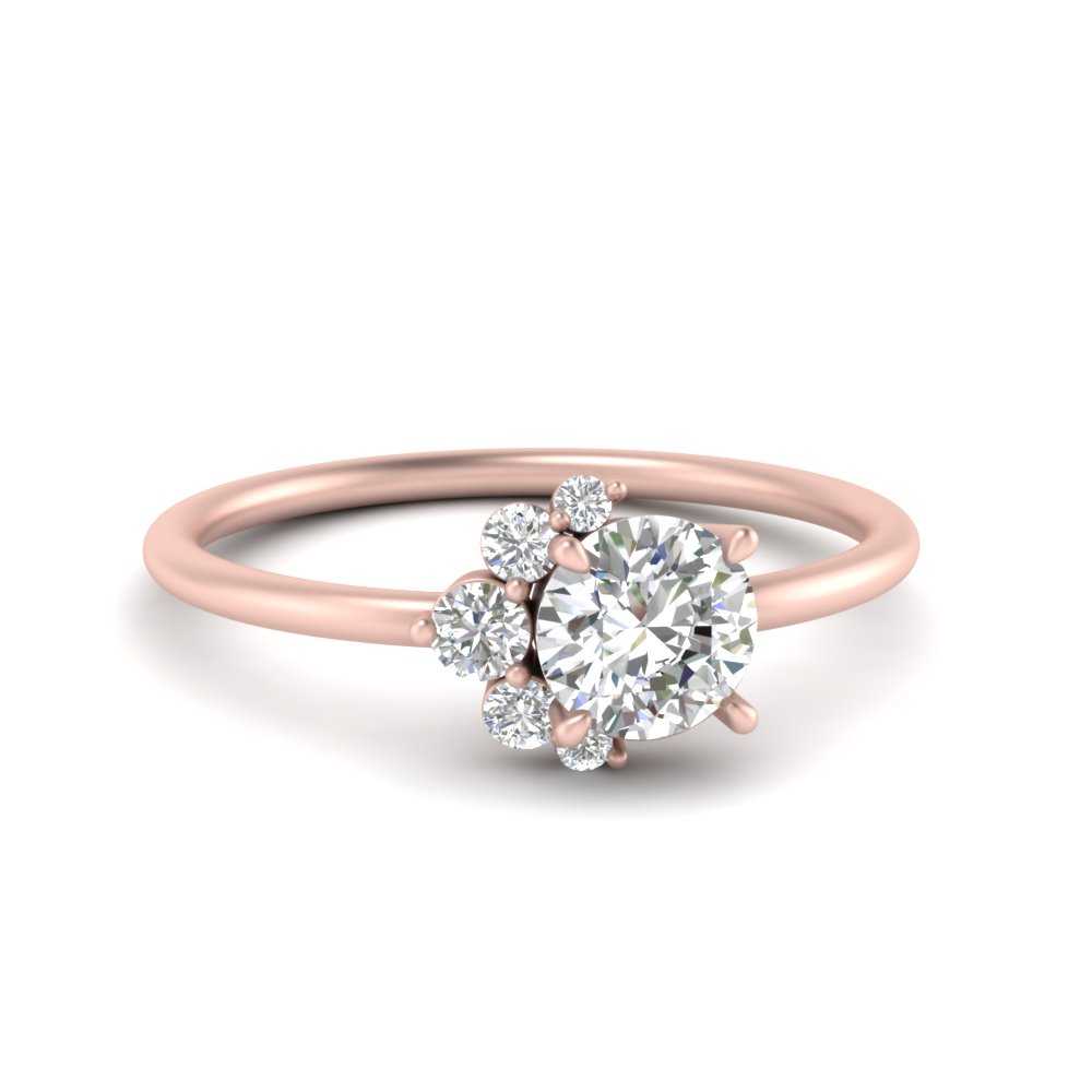 Round Shaped Offbeat Round Engagement Ring with White Diamond in 14K Rose Gold